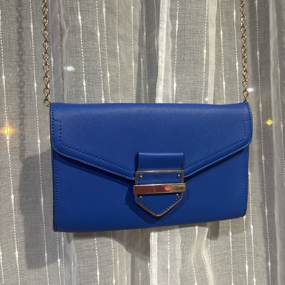 Aldo Royal Blue Clutch with Gold Chain